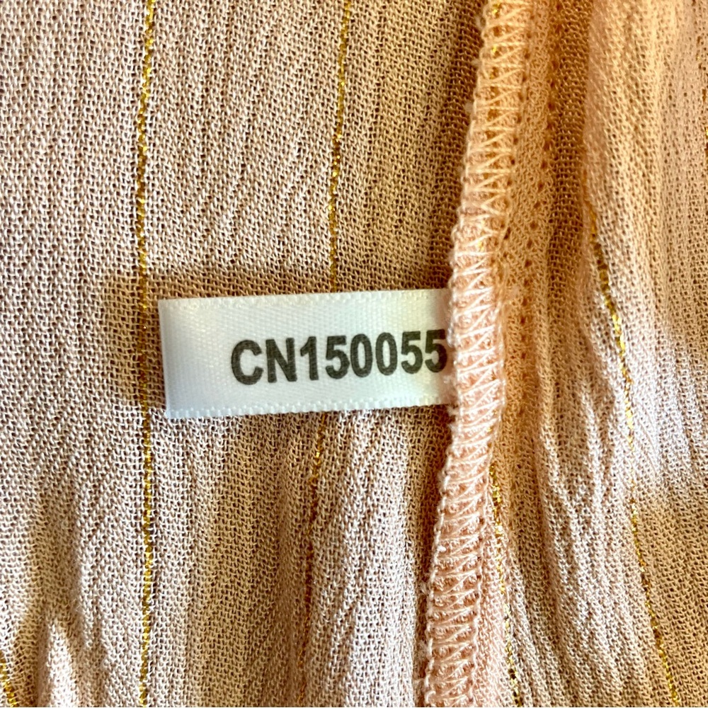 NWT New York & Company SOHO Size M Peach & Gold Stripe Cold Shoulder Top - Picture 10 of 11